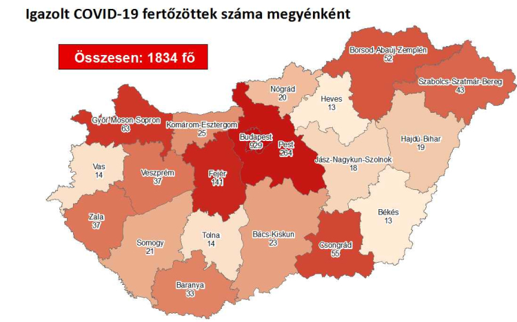 Meghalt újabb 16 beteg, 1800 fölé emelkedett a koronavírus-fertőzöttek száma 